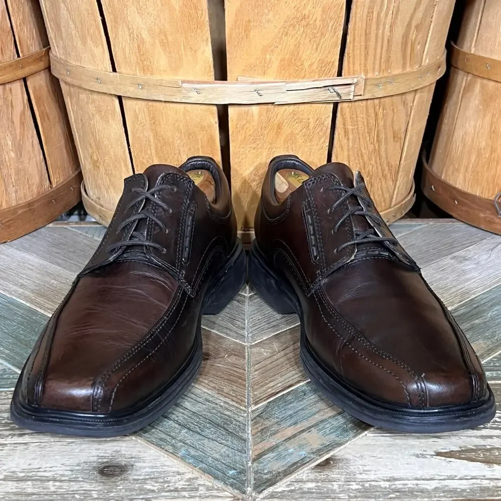 Clarks Unstructured Un Kenneth Brown Leather Comfort Lace-Up Oxfords Men Size 11